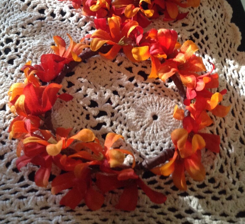 Spring Candle Rings, Forsythia Candle Rings, Set of 2, Floral Candle