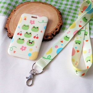 Lustiger Frosch Lanyard & Kartenhalter nützliche Accessoires für Büro und Arbeit | Studentenausweishalter | ästhetisch, schön, niedlich, kawaii
