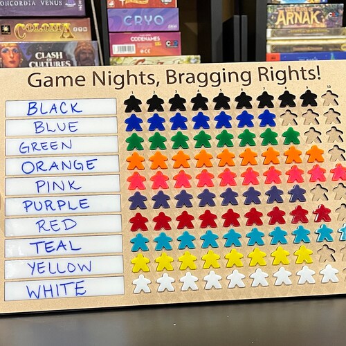 10x10 Board Game Challenge With Wooden Meeples Etsy