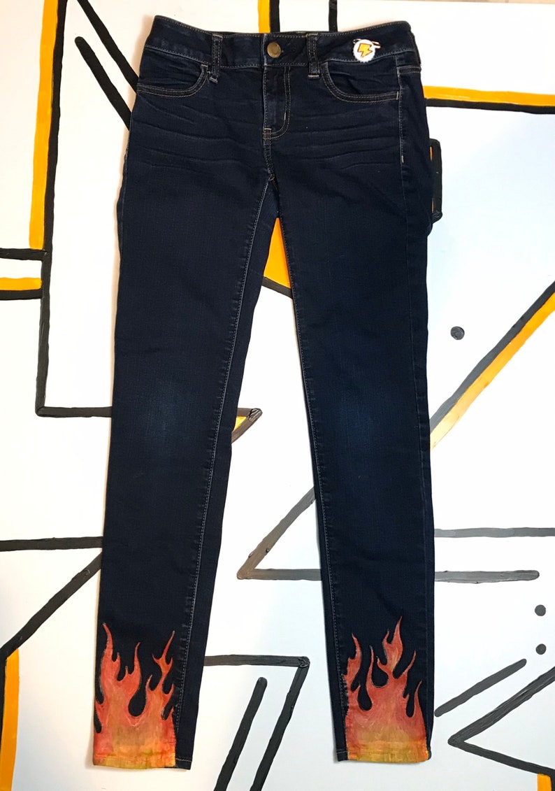 red flame jeans