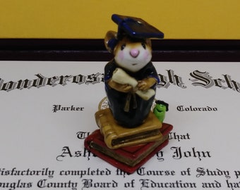 Wee Forest Folk M-222 The Graduate with Black Gown, Miniature Mouse Figurine