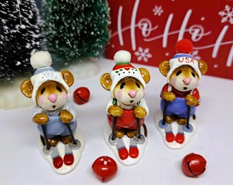 Micro Christmas Mouse Angel Figurine, Wee Forest Folk MINI Pageant