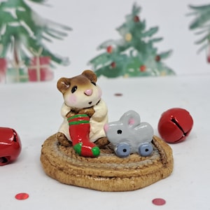 Wee Forest Folk M-093 First Christmas, Vintage Miniature Mouse Figurine