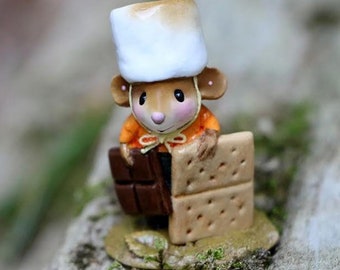 Wee Forest Folk M-537 S'more Please, Miniature Mouse Figurine