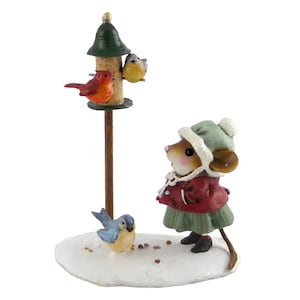Wee Forest Folk M-429 Feathered Friends, Miniature Garden Mouse Figurine, Bird Lover Gift
