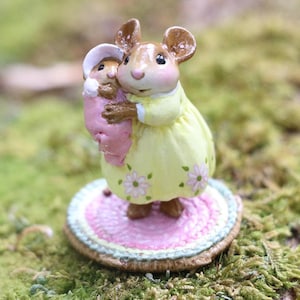 Wee Forest Folk M-671 Love Bundle (Girl) - Miniature Mouse Figurine, New Baby Girl Gift