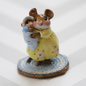 Wee Forest Folk M-671 Love Bundle (Girl) - Miniature Mouse Figurine, New Baby Girl Gift