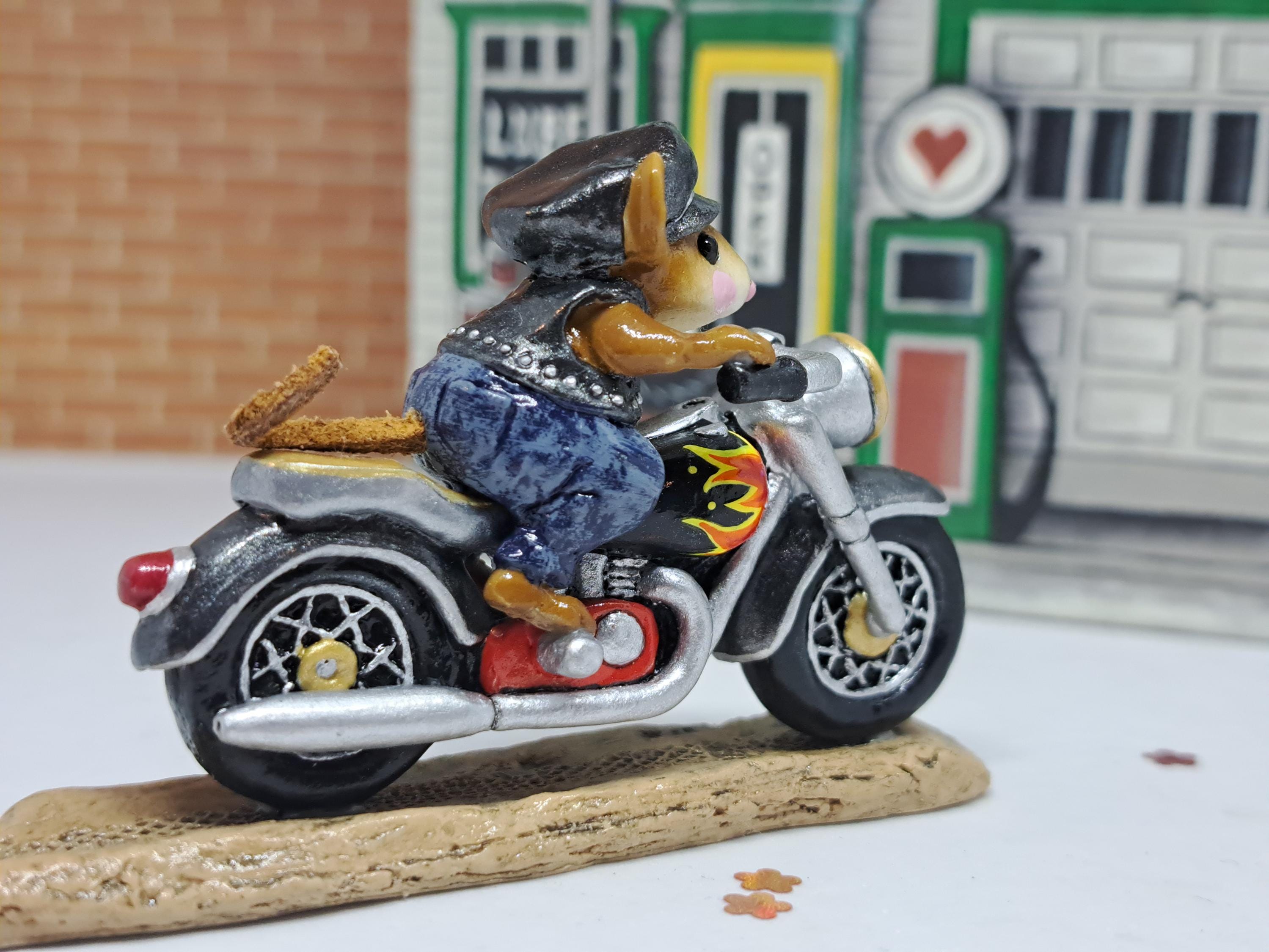 Wee forest Folk マザーヘルパー　レア Wee Forest Folk M-314 Sparkey on Black Motorcycle, Miniature Mouse