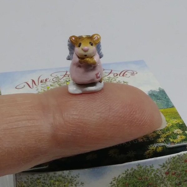 Micro Mouse Figurine, Wee Forest Folk M-89m MINI Poorest Angel, Micro Christmas Figurine, Just 0.5 Inches Tall