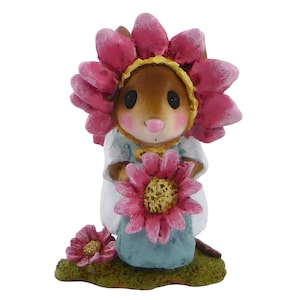 Wee Forest Folk M-338b Little Miss Pink Petals, Miniature Mouse Figurine
