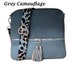 Stunning Grey Tassel Crossbody Bag with Changeable, Animal Bag Strap, - Gold Hardware 