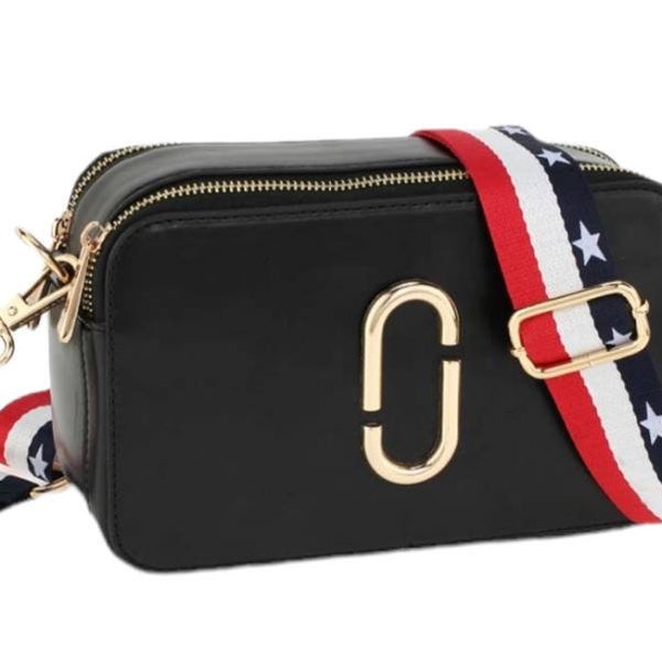 Stunning Black Crossbody Box Bag with Changeable Bag Strap - Gold Hardware