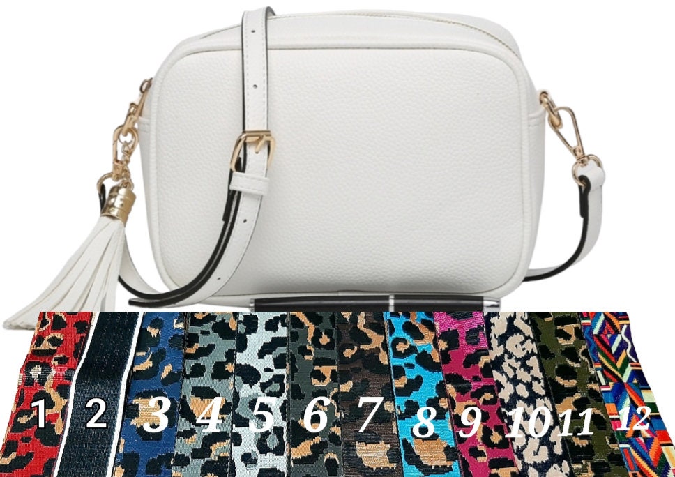 5cm wide Bag Strap, White, Animal Bag Strap, Changeable Purse strap Phone  strap Crossbody strap - Silver Hardware