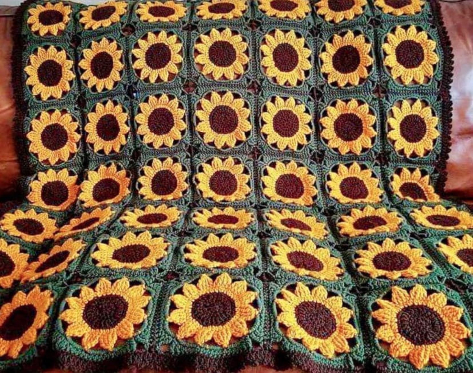 Crochet Sunflower Afghan Pattern Sunflower Granny Square Etsy