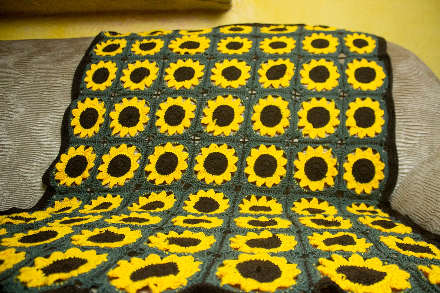 Crochet Sunflower Afghan Pattern Sunflower Granny Square | Etsy