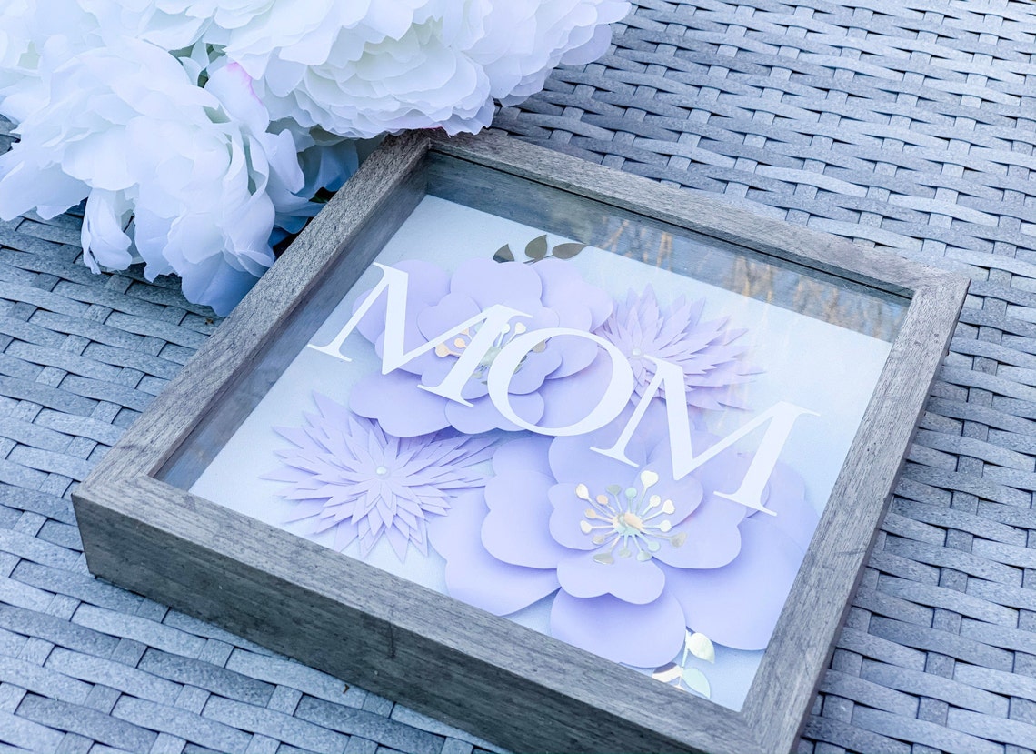 Paper Flower Shadow Box Mom Shadow Box Mother's Day Etsy