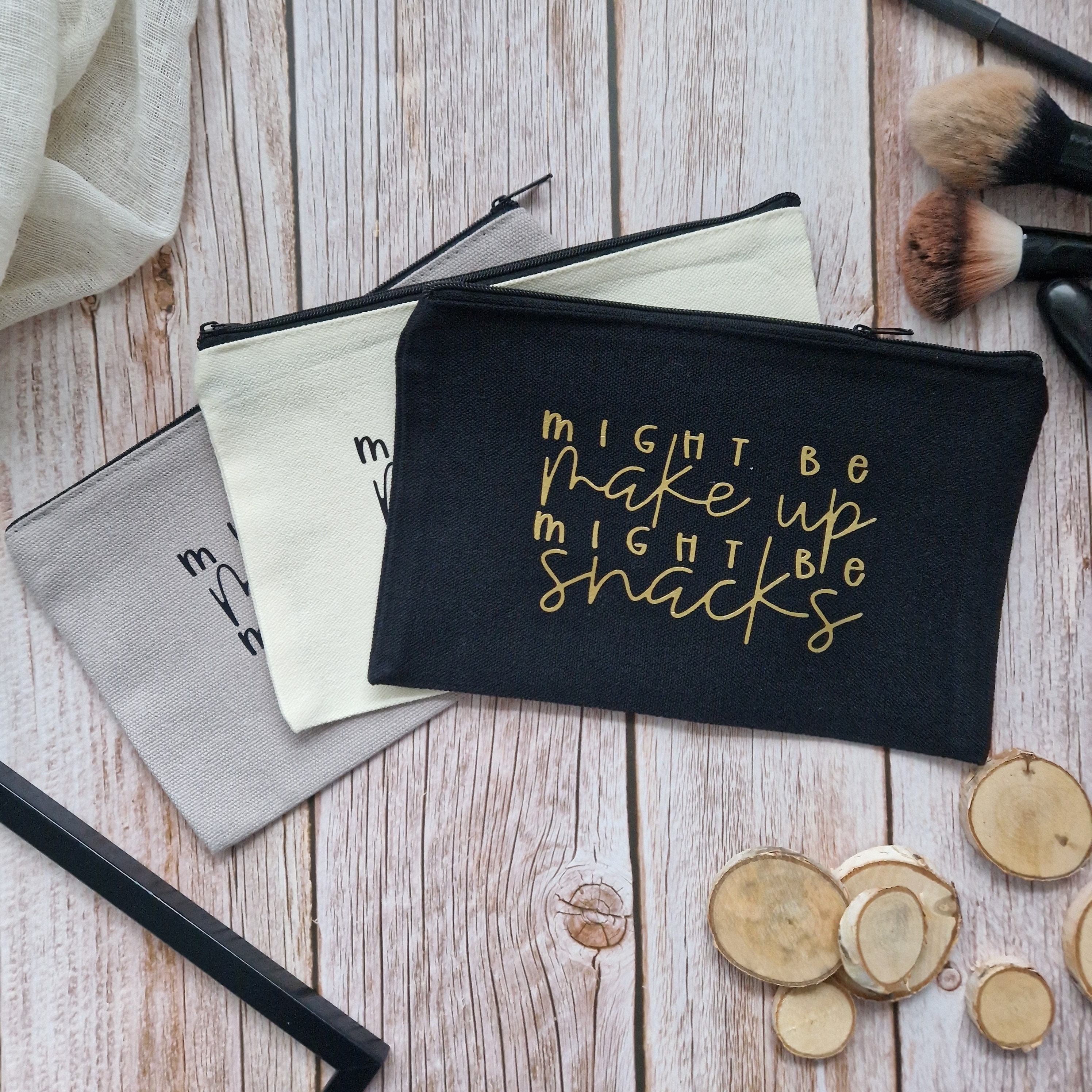 Kosmetiktasche Mit Spruch „Ich Zauber Die Welt“ – Schwarz, 22x16 Cm, Aus Baumwolle