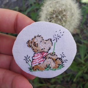Small teddy bear brooch/Embroidery brooch/Hand embroidered pin/Miniature teddy bear/Gift for Girl/Birthday gift