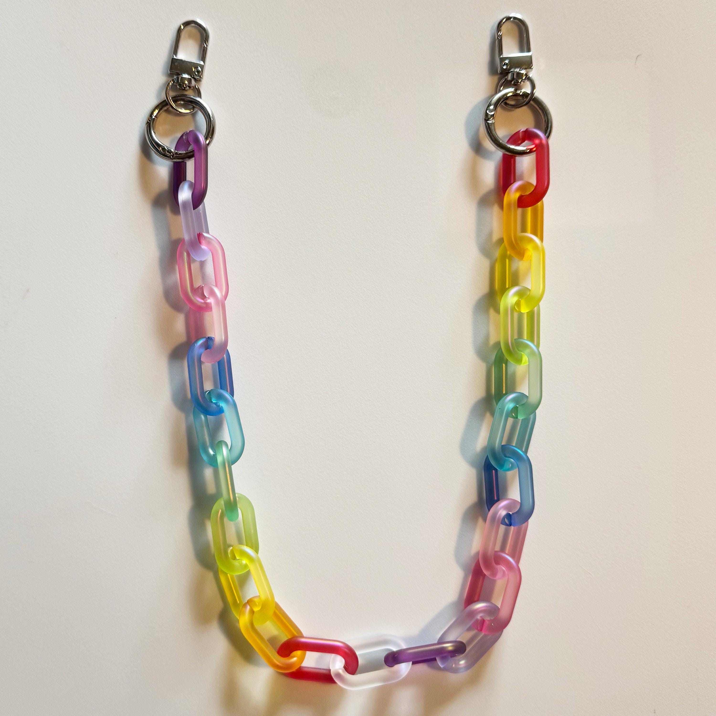Frosted Rainbow Acrylic Bag Chain - 18 inches
