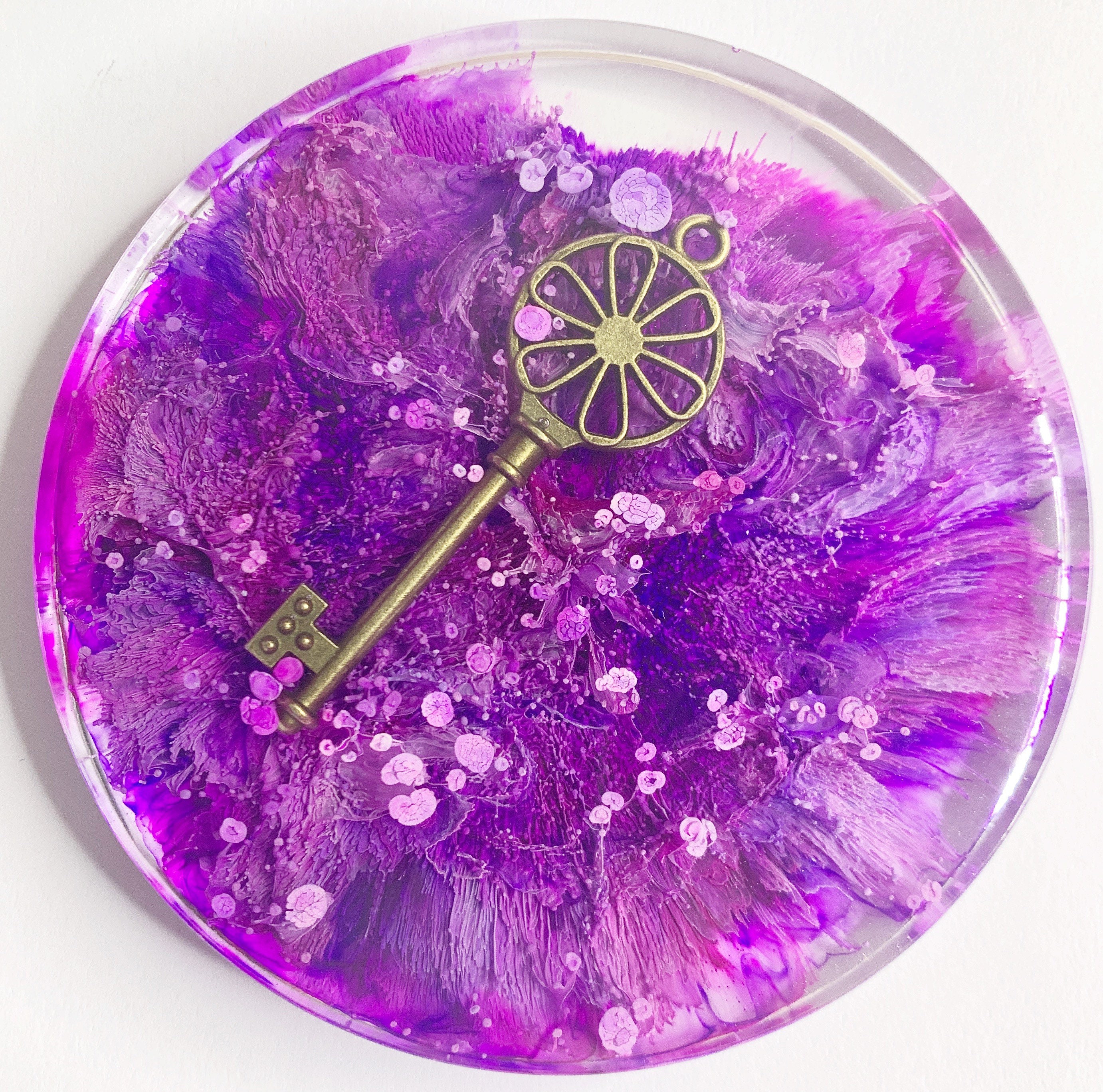 Royal Keys Resin Coasters Set of 4 purple coasters Home Etsy