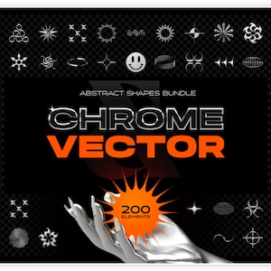 Chrome & vector abstract shapes bundle – 200 geometric design elements