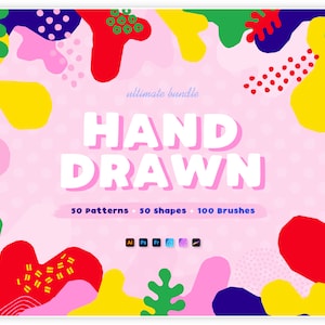 Hand-drawn seamless patterns, shapes & brushes ultimate bundle
