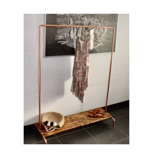 Clothes rail/clothes stand made of copper pipe/cloakroom with shelf