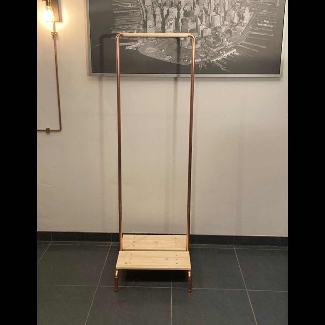 Copper Meets Wood Clothes Rail/ Clothes Rack Made of Copper Tube ...