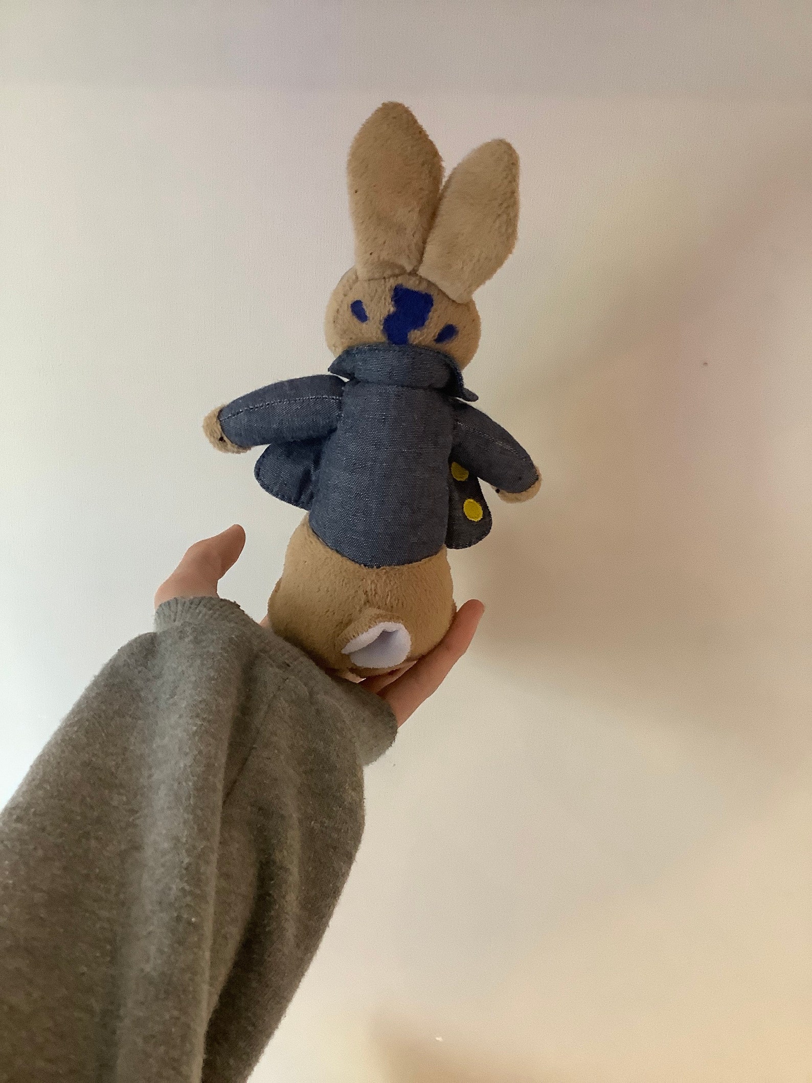 Rabbit clay face plushie custom plush up cycled artdoll | Etsy