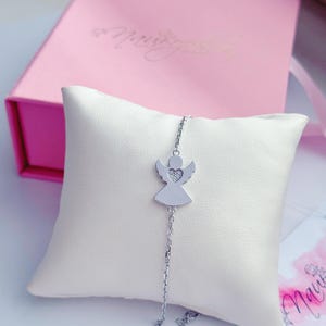 Personalized Angel Bracelet – Sterling Silver Baby Name Bracelet – Christening Keepsake