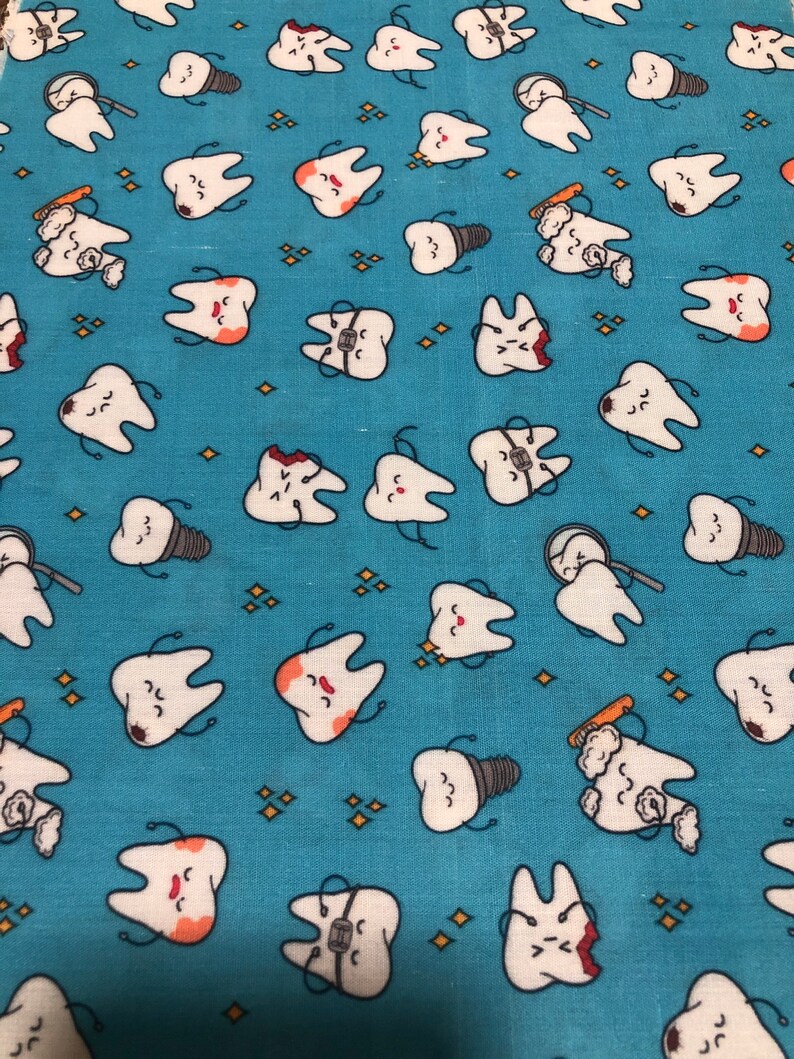 Dentist Fabric Teeth Tooth Toothbrush Fabric 100 Cotton Etsy