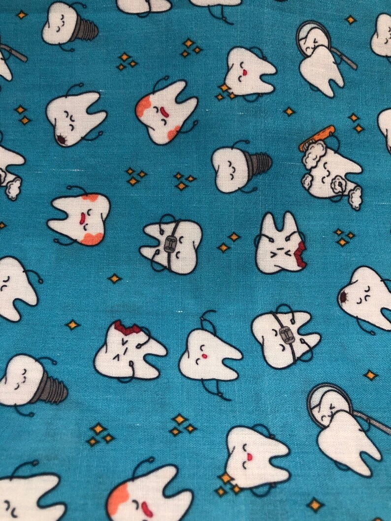 Dentist Fabric Teeth Tooth Toothbrush Fabric 100 Cotton Etsy