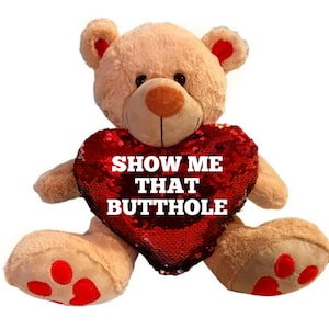 Show Me That Butthole Teddy Bear, Funny Valentines Day Gift, Funny Boyfriend Gift