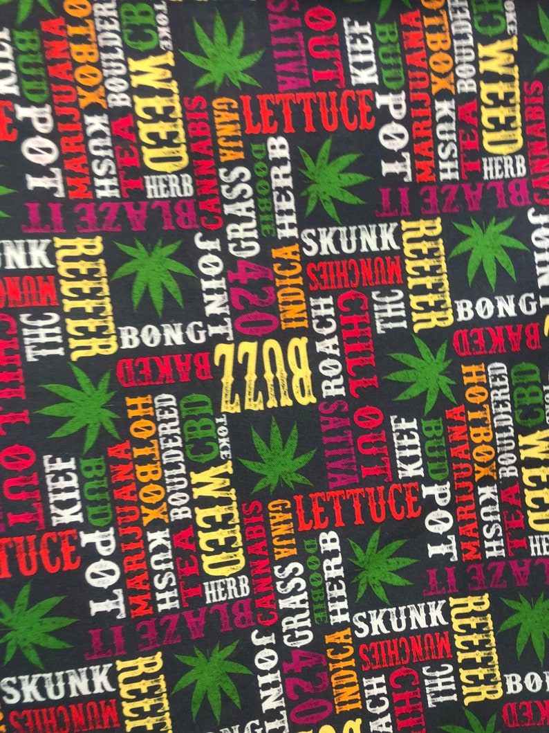 Weed Marijuana Colorful 100 Cotton Fabric Sold by the Yard Etsy