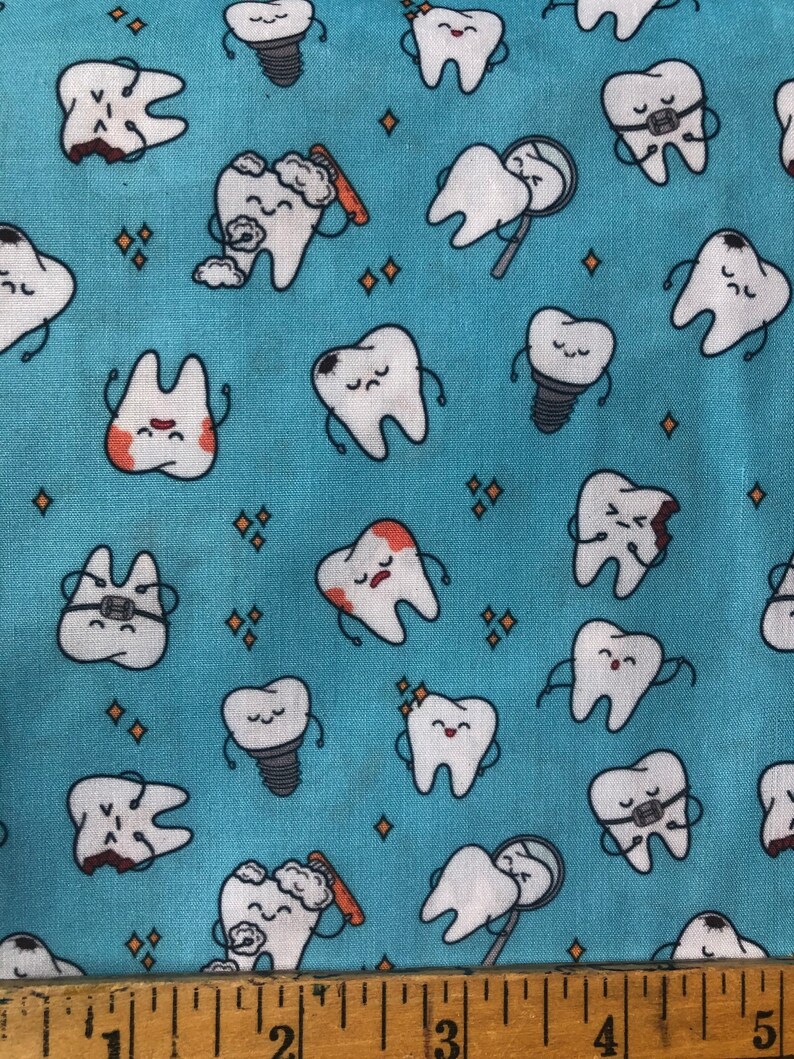 Dentist Fabric Teeth Tooth Toothbrush Fabric 100 Cotton Etsy