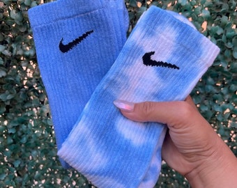 Tie Dye Pastel Blue Socks Hand Dyed Blue Nike Socks nike Pastel Socks Nike Blue Tie Dye Crew Socks Pick Two Pack or Your Choice of Color Etsy