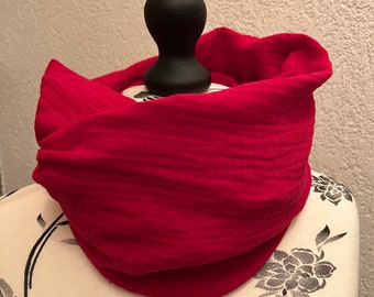 Loop / Schal aus Musselin rot Schal für Jugendliche und Erwachsene handmade halstuch Musselintuch