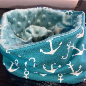 Schal Kinder Halssocke/Schlauchschal Loop mit Kuschelfleece und Jersey Anker Maritim petrol unisex Kinder bis 5 Jahre Wendeschal