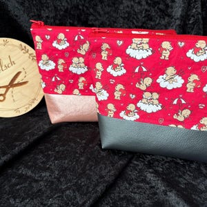 Kleines Täschchen Musik Teufel Liebe Kosmetiktasche OB Tasche rot schminktasche Kulturtasche mit Kunstleder