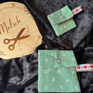 Einkaufswagentäschchen chiptäschchen Einkaufswagenchip Tasche klein Geldbeutel chip Geldbörse Schlüsselbund grün Blumen floral Set