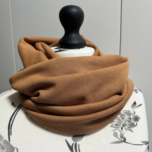 Loop Schal Stricksweat mit Baumwolle Strickschal Unikat braun senf für Jugendliche & Erwachsene handmade halstuch