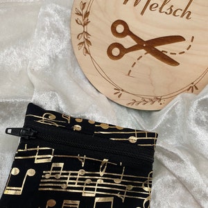 Noten Musik Plektrum Plektron  Plättchen Gitarre Kleines Täschchen Kosmetiktasche OB Tasche Portemonnaie  Krims Kram