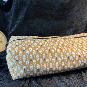 Große Täschchen Kosmetiktasche Tasche schminktasche perfekt für Dyson Airwrap Fön oder Glätteisen Braun Senf gelb