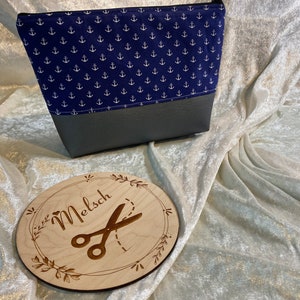 Maritimes Kleines Täschchen Anker Kosmetiktasche OB Tasche blau Maske Portemonnaie schminktasche Kulturtasche Rockabilly mit Kunstleder