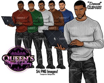 Handsome Man Clipart: Casual Styles, 54 PNG Images (Digital Download)