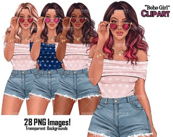 Summer girl clipart, Curvy denim girl, Short jeans girl, Girl in shorts, Woman clipart, Fashion girl clipart, Girl boss, Fashion woman