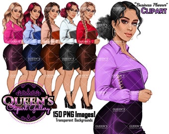 Clipart de Planejador de Negócios: Gráficos de Moda Feminina (Download Digital)