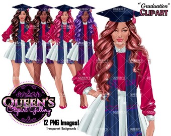 Graduation Clipart, Graduating Girls Planner Stickers, School Clipart, College Senior Clipart, Fashion Illustrations, Students Graduation