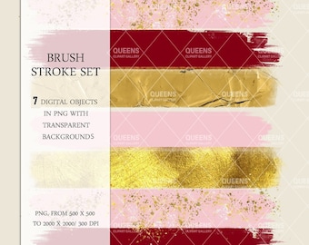 Brush Stroke Clipart, Brush strokes png, Brush Strokes Sublimation Design, Glam, Glitter, Hand Drawn Clipart, PNG Files, Digital Download