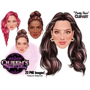 Woman face clipart, Hairstyles clipart, Face clipart, Face chart, Beauty clipart, Fashion clipart, Fashion girl clipart, Fashion PNG, Face